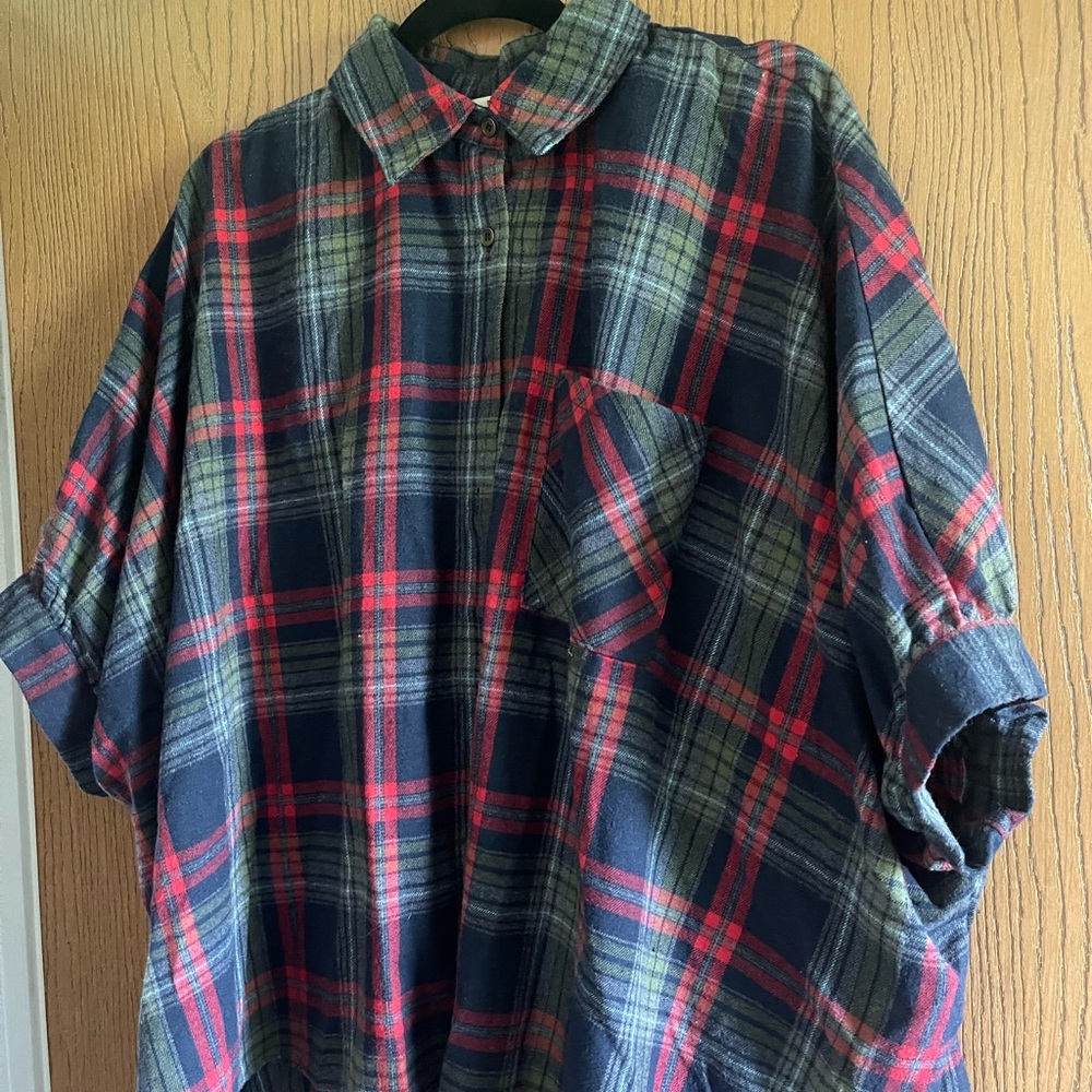 Entro Plaid Button Down Shirt - Red, Green, and Blue